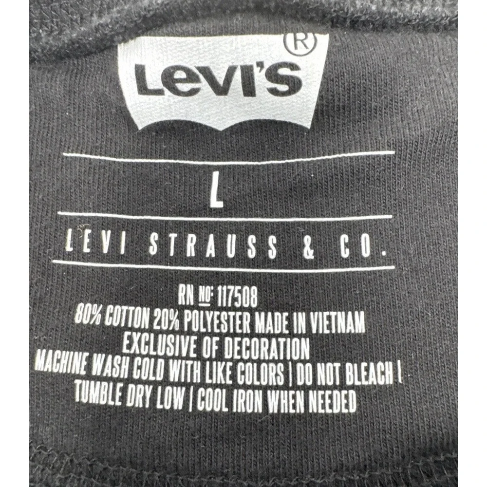 Levi's Crewneck Sweatshirt Mens L Black Chenille Batwing Logo Graphic Pullover‎
